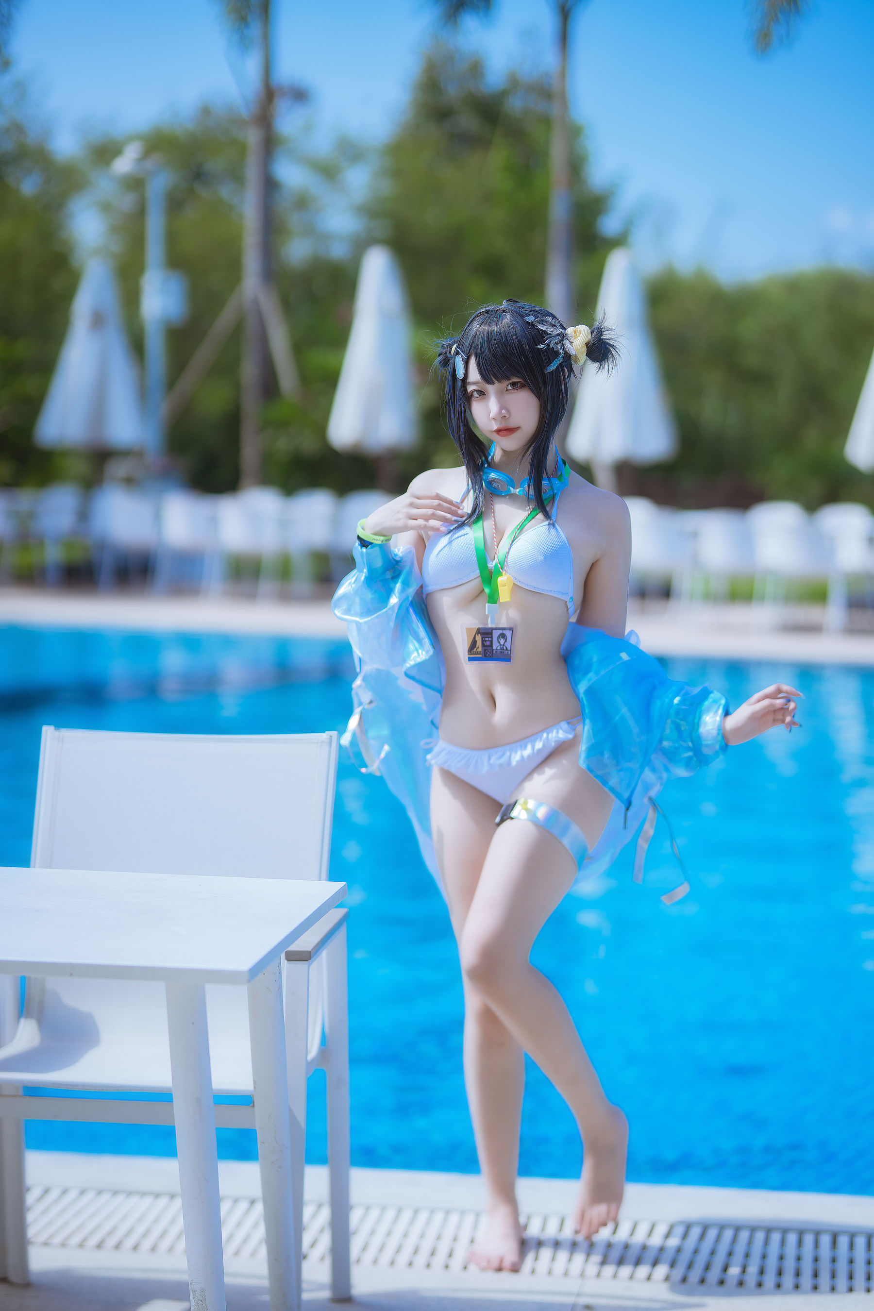 人气Coser 二佐Nisa - 泰拉夏日纪事 方舟羽毛笔泳装