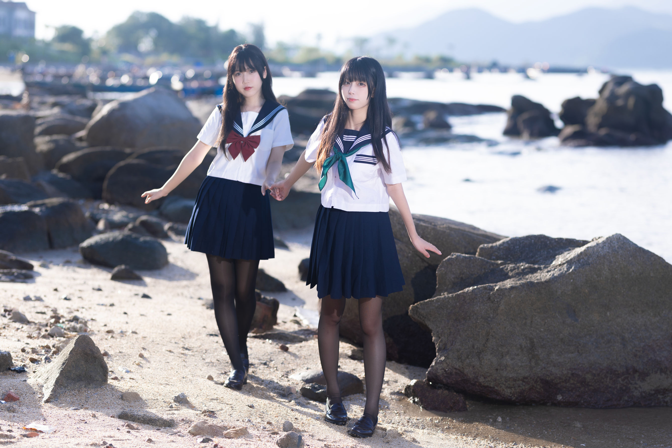 微博人气Coser 不呆猫&三無人型 - 水手服百合黑丝